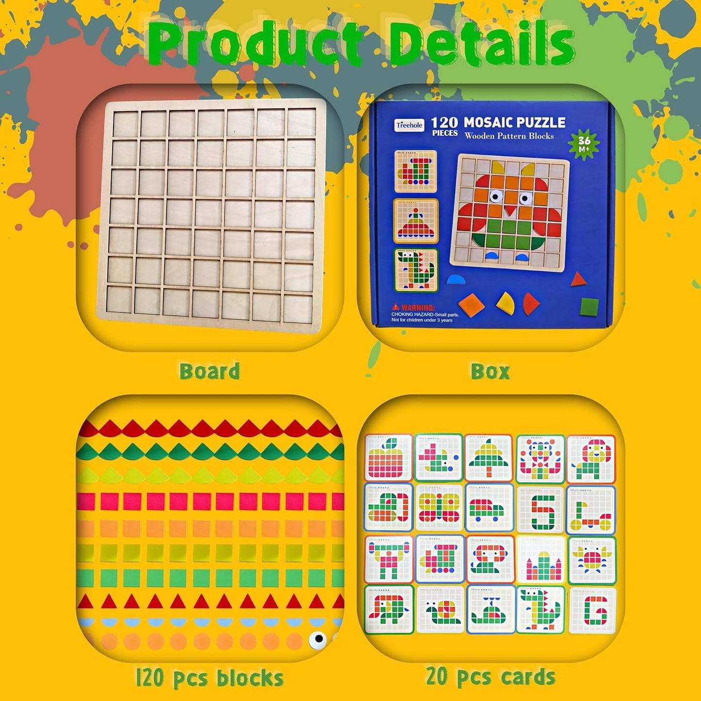 120pcs Wooden Brain Booster Blocks - Unlimited Combinations, Unlimited Fun